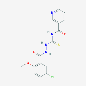 molecular formula C15H13ClN4O3S B10867675 N-({2-[(5-chloro-2-methoxyphenyl)carbonyl]hydrazinyl}carbonothioyl)pyridine-3-carboxamide 