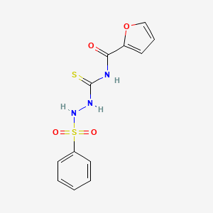 molecular formula C12H11N3O4S2 B10867711 N-{[2-(phenylsulfonyl)hydrazinyl]carbonothioyl}furan-2-carboxamide 