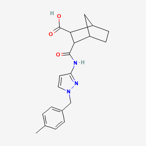 molecular formula C20H23N3O3 B10867715 3-({[1-(4-methylbenzyl)-1H-pyrazol-3-yl]amino}carbonyl)bicyclo[2.2.1]heptane-2-carboxylic acid 