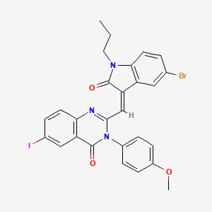 molecular formula C27H21BrIN3O3 B10867741 2-[(Z)-(5-bromo-2-oxo-1-propyl-1,2-dihydro-3H-indol-3-ylidene)methyl]-6-iodo-3-(4-methoxyphenyl)quinazolin-4(3H)-one 