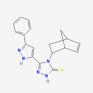 molecular formula C18H17N5S B10867744 4-(bicyclo[2.2.1]hept-5-en-2-yl)-5-(3-phenyl-1H-pyrazol-5-yl)-2,4-dihydro-3H-1,2,4-triazole-3-thione 