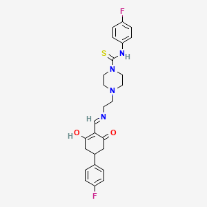 molecular formula C26H28F2N4O2S B10867802 N-(4-fluorophenyl)-4-[2-({[4-(4-fluorophenyl)-2,6-dioxocyclohexylidene]methyl}amino)ethyl]piperazine-1-carbothioamide 