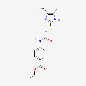 ethyl 4-({[(5-ethyl-4-methyl-1H-imidazol-2-yl)sulfanyl]acetyl}amino)benzoate