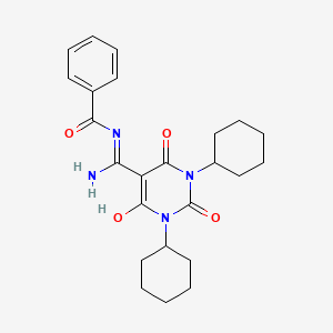 molecular formula C24H30N4O4 B10867904 N-[amino(1,3-dicyclohexyl-2,4,6-trioxotetrahydropyrimidin-5(2H)-ylidene)methyl]benzamide 