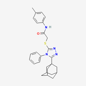 molecular formula C27H30N4OS B10867927 2-{[5-(1-Adamantyl)-4-phenyl-4H-1,2,4-triazol-3-YL]sulfanyl}-N~1~-(4-methylphenyl)acetamide 