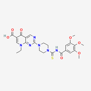 8-Ethyl-5-oxo-2-(4-{[(3,4,5-trimethoxyphenyl)carbonyl]carbamothioyl}piperazin-1-yl)-5,8-dihydropyrido[2,3-d]pyrimidine-6-carboxylic acid