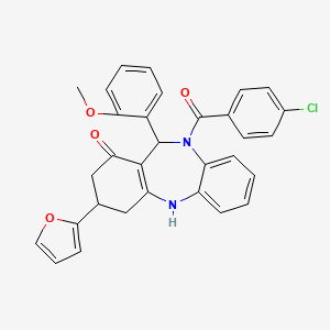 10-(4-chlorobenzoyl)-3-(2-furyl)-11-(2-methoxyphenyl)-2,3,4,5,10,11-hexahydro-1H-dibenzo[b,e][1,4]diazepin-1-one