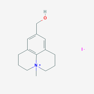 molecular formula C14H20INO B010868 2,3,6,7-Tetrahydro-9-(hydroxymethyl)-4-methyl-1H,5H-benzo(ij)quinolizinium iodide CAS No. 101077-29-6
