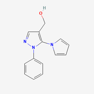 molecular formula C14H13N3O B10868043 1H-Pyrazole-4-methanol, 1-phenyl-5-(1H-pyrrol-1-yl)- CAS No. 112633-58-6