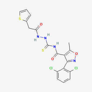 3-(2,6-dichlorophenyl)-5-methyl-N-{[2-(thiophen-2-ylacetyl)hydrazinyl]carbonothioyl}-1,2-oxazole-4-carboxamide