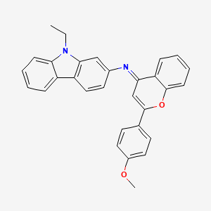 molecular formula C30H24N2O2 B10868130 9-ethyl-N-[(4E)-2-(4-methoxyphenyl)-4H-chromen-4-ylidene]-9H-carbazol-2-amine 