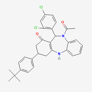 10-acetyl-3-(4-tert-butylphenyl)-11-(2,4-dichlorophenyl)-2,3,4,5,10,11-hexahydro-1H-dibenzo[b,e][1,4]diazepin-1-one