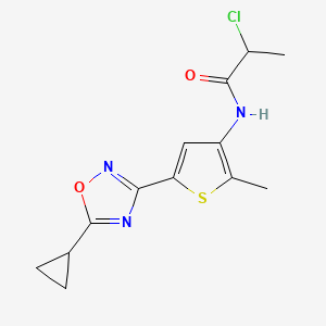 molecular formula C13H14ClN3O2S B10868148 2-Chloro-N-[5-(5-cyclopropyl-1,2,4-oxadiazol-3-YL)-2-methyl-3-thienyl]propanamide 