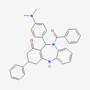 molecular formula C34H31N3O2 B10868171 {11-[4-(dimethylamino)phenyl]-1-hydroxy-3-phenyl-2,3,4,11-tetrahydro-10H-dibenzo[b,e][1,4]diazepin-10-yl}(phenyl)methanone 