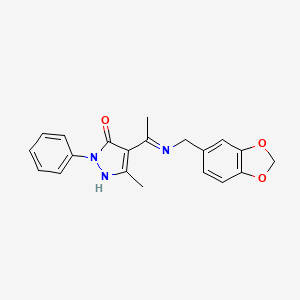 (4Z)-4-{1-[(1,3-benzodioxol-5-ylmethyl)amino]ethylidene}-5-methyl-2-phenyl-2,4-dihydro-3H-pyrazol-3-one