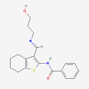 molecular formula C19H22N2O2S B10868224 N-(3-{(E)-[(3-hydroxypropyl)imino]methyl}-4,5,6,7-tetrahydro-1-benzothiophen-2-yl)benzamide 