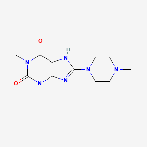 molecular formula C12H18N6O2 B10868240 1H-Purine-2,6-dione, 3,7-dihydro-1,3-dimethyl-8-(4-methyl-1-piperazinyl)- CAS No. 52943-65-4