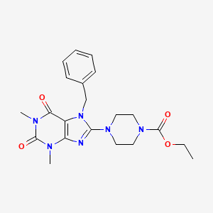 molecular formula C21H26N6O4 B10868247 ethyl 4-(7-benzyl-1,3-dimethyl-2,6-dioxo-2,3,6,7-tetrahydro-1H-purin-8-yl)piperazine-1-carboxylate 