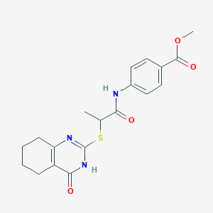 molecular formula C19H21N3O4S B10868262 Methyl 4-({2-[(4-oxo-3,4,5,6,7,8-hexahydroquinazolin-2-yl)sulfanyl]propanoyl}amino)benzoate 