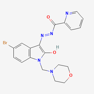 molecular formula C19H18BrN5O3 B10868282 N'-[(3Z)-5-bromo-1-(morpholin-4-ylmethyl)-2-oxo-1,2-dihydro-3H-indol-3-ylidene]pyridine-2-carbohydrazide 