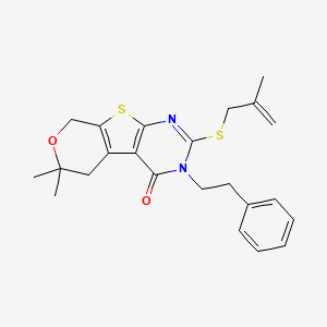 12,12-dimethyl-5-(2-methylprop-2-enylsulfanyl)-4-(2-phenylethyl)-11-oxa-8-thia-4,6-diazatricyclo[7.4.0.02,7]trideca-1(9),2(7),5-trien-3-one