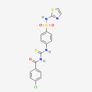 molecular formula C17H13ClN4O3S3 B10868340 4-chloro-N-{[4-(1,3-thiazol-2-ylsulfamoyl)phenyl]carbamothioyl}benzamide 