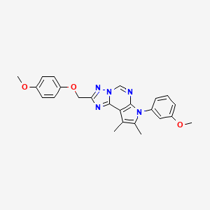 molecular formula C24H23N5O3 B10868411 2-[(4-methoxyphenoxy)methyl]-7-(3-methoxyphenyl)-8,9-dimethyl-7H-pyrrolo[3,2-e][1,2,4]triazolo[1,5-c]pyrimidine 