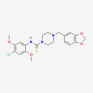 molecular formula C21H24ClN3O4S B10868450 4-(1,3-benzodioxol-5-ylmethyl)-N-(4-chloro-2,5-dimethoxyphenyl)piperazine-1-carbothioamide 