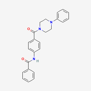 molecular formula C24H23N3O2 B10868458 Benzamide, N-(4-((4-phenyl-1-piperazinyl)carbonyl)phenyl)- CAS No. 89767-60-2