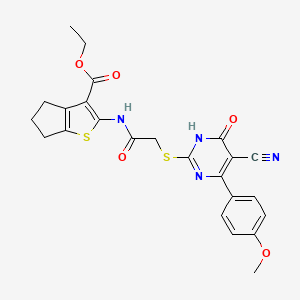 ethyl 2-[({[5-cyano-4-(4-methoxyphenyl)-6-oxo-1,6-dihydropyrimidin-2-yl]sulfanyl}acetyl)amino]-5,6-dihydro-4H-cyclopenta[b]thiophene-3-carboxylate