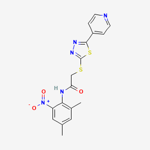 molecular formula C17H15N5O3S2 B10868506 N-(2,4-dimethyl-6-nitrophenyl)-2-{[5-(pyridin-4-yl)-1,3,4-thiadiazol-2-yl]sulfanyl}acetamide 