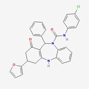 N-(4-chlorophenyl)-3-(2-furyl)-1-oxo-11-phenyl-1,2,3,4,5,11-hexahydro-10H-dibenzo[b,e][1,4]diazepine-10-carboxamide