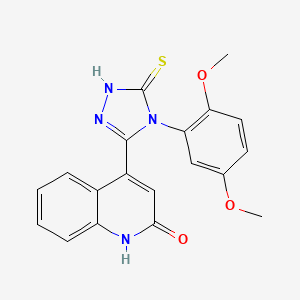 molecular formula C19H16N4O3S B10868565 4-[4-(2,5-dimethoxyphenyl)-5-sulfanyl-4H-1,2,4-triazol-3-yl]quinolin-2-ol 