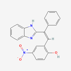 molecular formula C21H15N3O3 B10868610 2-[(Z)-2-(1H-benzimidazol-2-yl)-2-phenylethenyl]-4-nitrophenol 