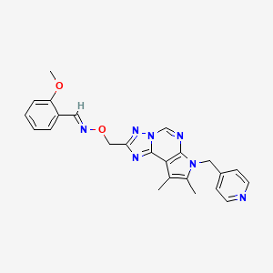 (E)-N-{[8,9-dimethyl-7-(pyridin-4-ylmethyl)-7H-pyrrolo[3,2-e][1,2,4]triazolo[1,5-c]pyrimidin-2-yl]methoxy}-1-(2-methoxyphenyl)methanimine