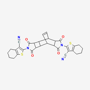 molecular formula C32H26N4O4S2 B10868642 2-[5-(3-cyano-4,5,6,7-tetrahydro-1-benzothiophen-2-yl)-4,6,11,13-tetraoxo-5,12-diazapentacyclo[7.5.2.02,8.03,7.010,14]hexadec-15-en-12-yl]-4,5,6,7-tetrahydro-1-benzothiophene-3-carbonitrile 