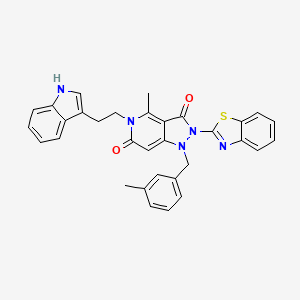 molecular formula C32H27N5O2S B10868676 2-(1,3-benzothiazol-2-yl)-5-[2-(1H-indol-3-yl)ethyl]-4-methyl-1-(3-methylbenzyl)-1H-pyrazolo[4,3-c]pyridine-3,6(2H,5H)-dione 