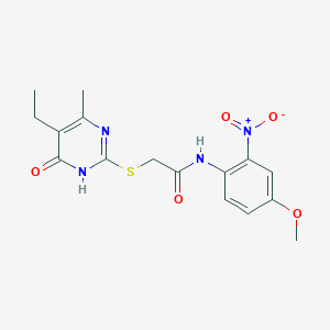 2-[(5-ethyl-4-hydroxy-6-methylpyrimidin-2-yl)sulfanyl]-N-(4-methoxy-2-nitrophenyl)acetamide