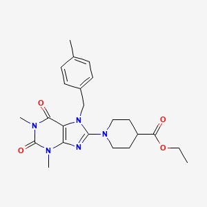 molecular formula C23H29N5O4 B10868769 ethyl 1-[1,3-dimethyl-7-(4-methylbenzyl)-2,6-dioxo-2,3,6,7-tetrahydro-1H-purin-8-yl]piperidine-4-carboxylate 