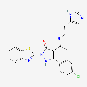 (4Z)-2-(1,3-benzothiazol-2-yl)-5-(4-chlorophenyl)-4-(1-{[2-(1H-imidazol-4-yl)ethyl]amino}ethylidene)-2,4-dihydro-3H-pyrazol-3-one