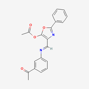 4-{(E)-[(3-acetylphenyl)imino]methyl}-2-phenyl-1,3-oxazol-5-yl acetate