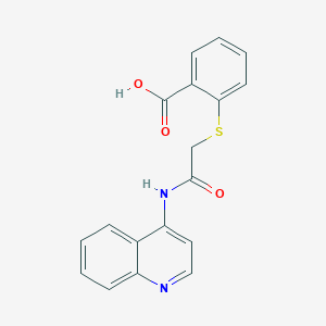 molecular formula C18H14N2O3S B10868823 2-{[2-Oxo-2-(quinolin-4-ylamino)ethyl]sulfanyl}benzoic acid 