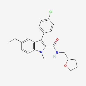 molecular formula C23H25ClN2O2 B10868828 3-(4-chlorophenyl)-5-ethyl-1-methyl-N-(tetrahydrofuran-2-ylmethyl)-1H-indole-2-carboxamide 