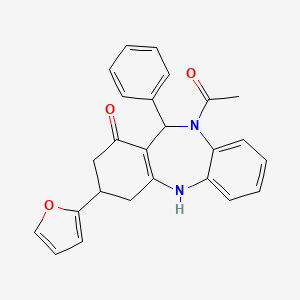 molecular formula C25H22N2O3 B10868845 10-acetyl-3-(2-furyl)-11-phenyl-2,3,4,5,10,11-hexahydro-1H-dibenzo[b,e][1,4]diazepin-1-one 