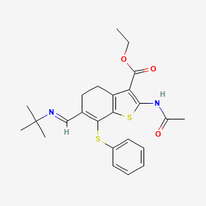 ethyl 2-(acetylamino)-6-[(E)-(tert-butylimino)methyl]-7-(phenylsulfanyl)-4,5-dihydro-1-benzothiophene-3-carboxylate