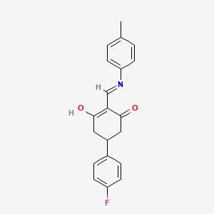 molecular formula C20H18FNO2 B10868883 5-(4-Fluorophenyl)-2-{[(4-methylphenyl)amino]methylidene}cyclohexane-1,3-dione 