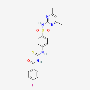 molecular formula C20H18FN5O3S2 B10868895 N-({4-[(4,6-dimethylpyrimidin-2-yl)sulfamoyl]phenyl}carbamothioyl)-4-fluorobenzamide 