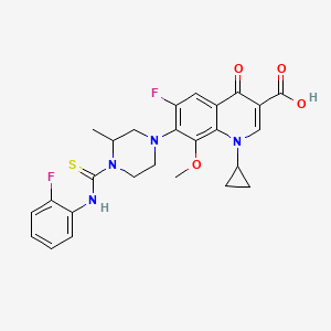 molecular formula C26H26F2N4O4S B10868901 1-Cyclopropyl-6-fluoro-7-[4-[(2-fluorophenyl)carbamothioyl]-3-methylpiperazin-1-yl]-8-methoxy-4-oxoquinoline-3-carboxylic acid 