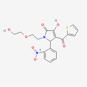 molecular formula C19H18N2O7S B10868915 (4E)-1-[2-(2-hydroxyethoxy)ethyl]-4-[hydroxy(thiophen-2-yl)methylidene]-5-(2-nitrophenyl)pyrrolidine-2,3-dione 