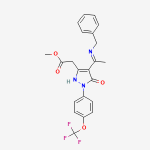 molecular formula C22H20F3N3O4 B10868922 methyl {(4Z)-4-[1-(benzylamino)ethylidene]-5-oxo-1-[4-(trifluoromethoxy)phenyl]-4,5-dihydro-1H-pyrazol-3-yl}acetate 